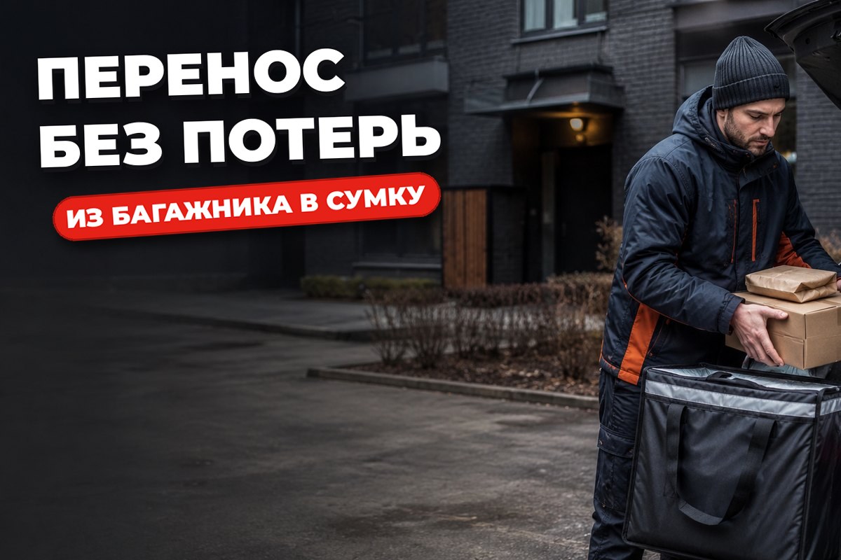 Как перекладывать заказы между сумкой и багажником