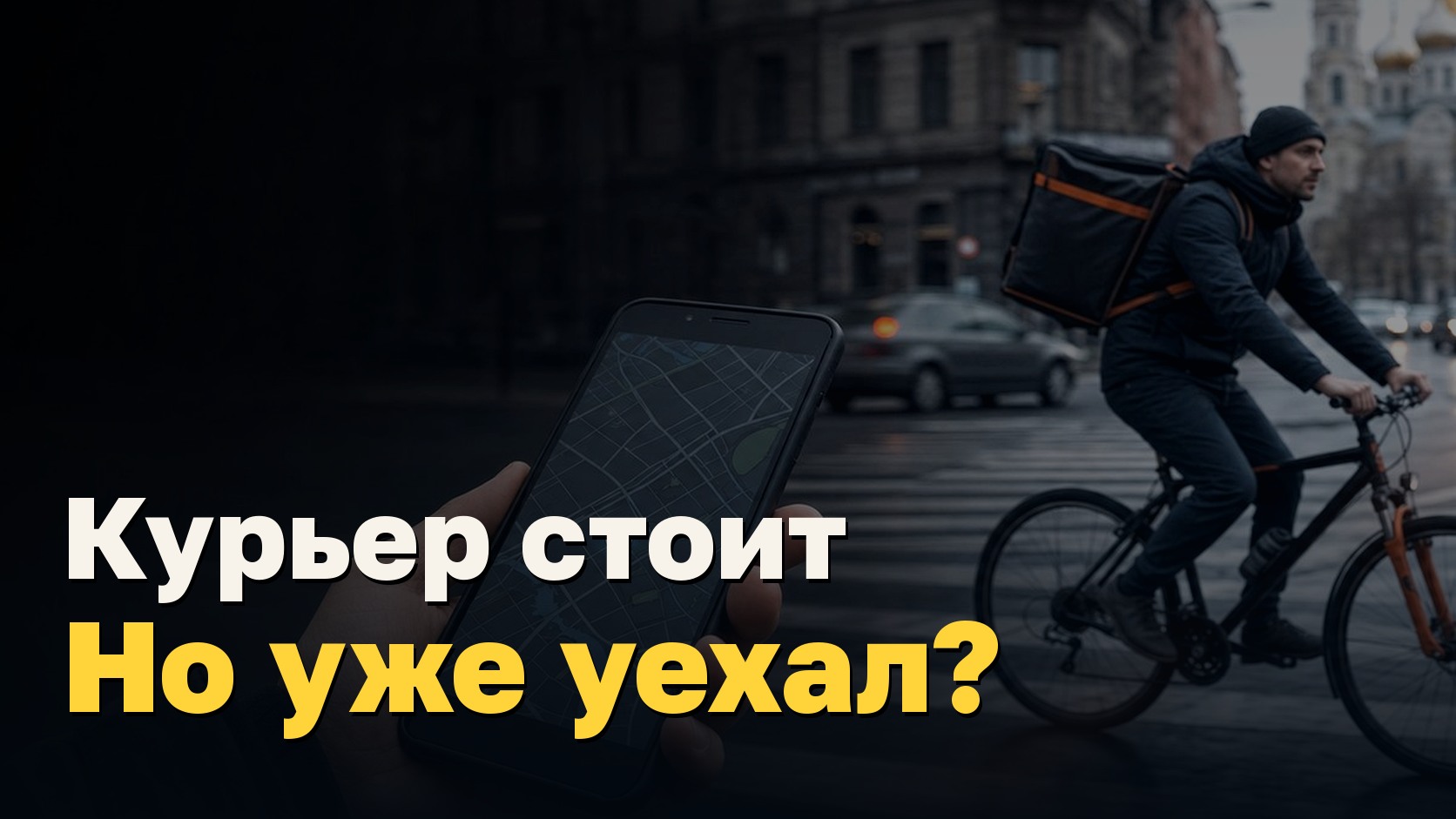 Курьер стоит на карте, но едет